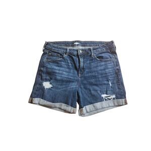 Old Navy Slim Midi Dark Beach Tree Denim Jean Shorts Women's 8 Cuffed Casual